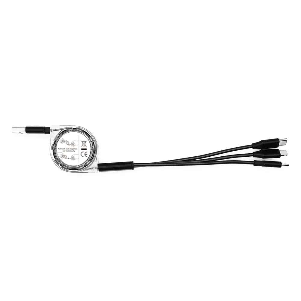 3in1usbcable retractable black front