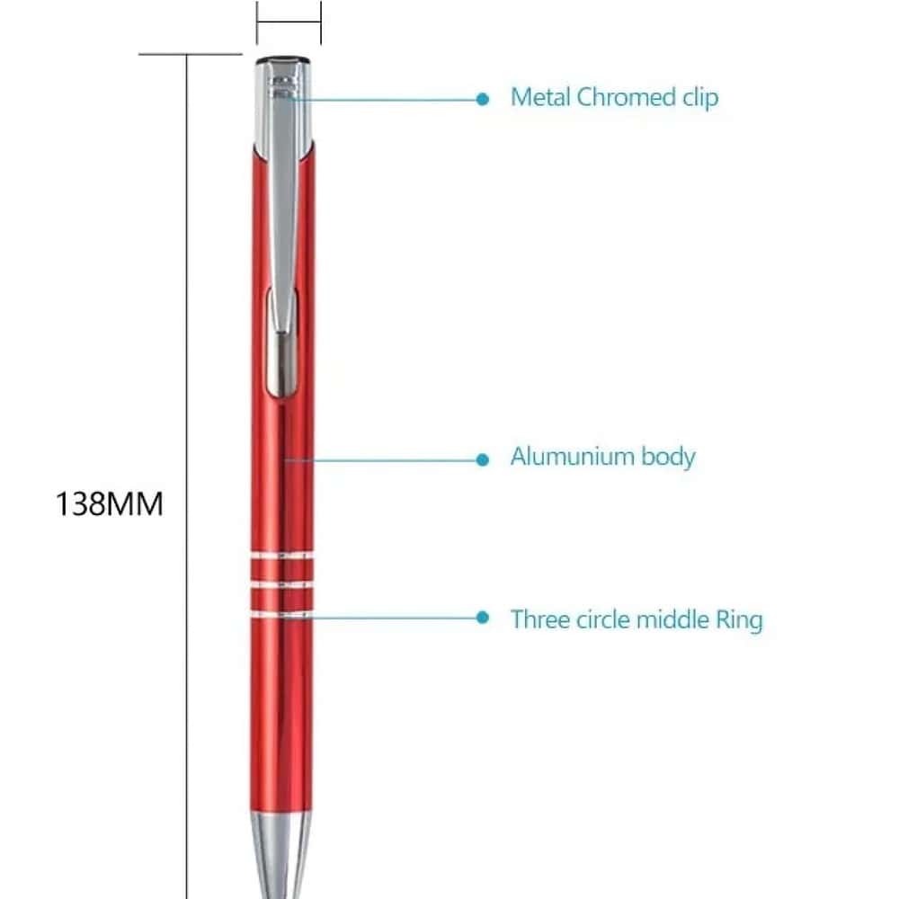 aluminumpen metalchromedclip red