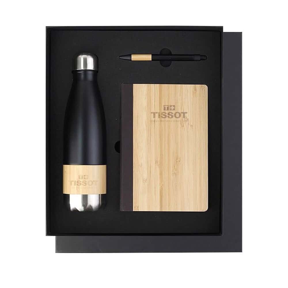 bamboogiftset bottle notebook pen