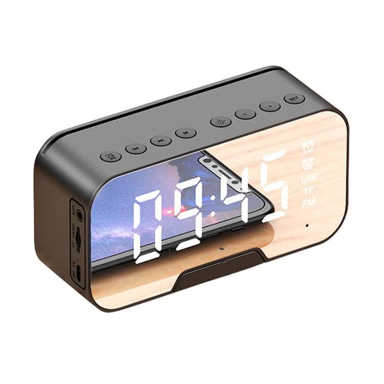 bluetoothspeakerwithalarmclock black digital