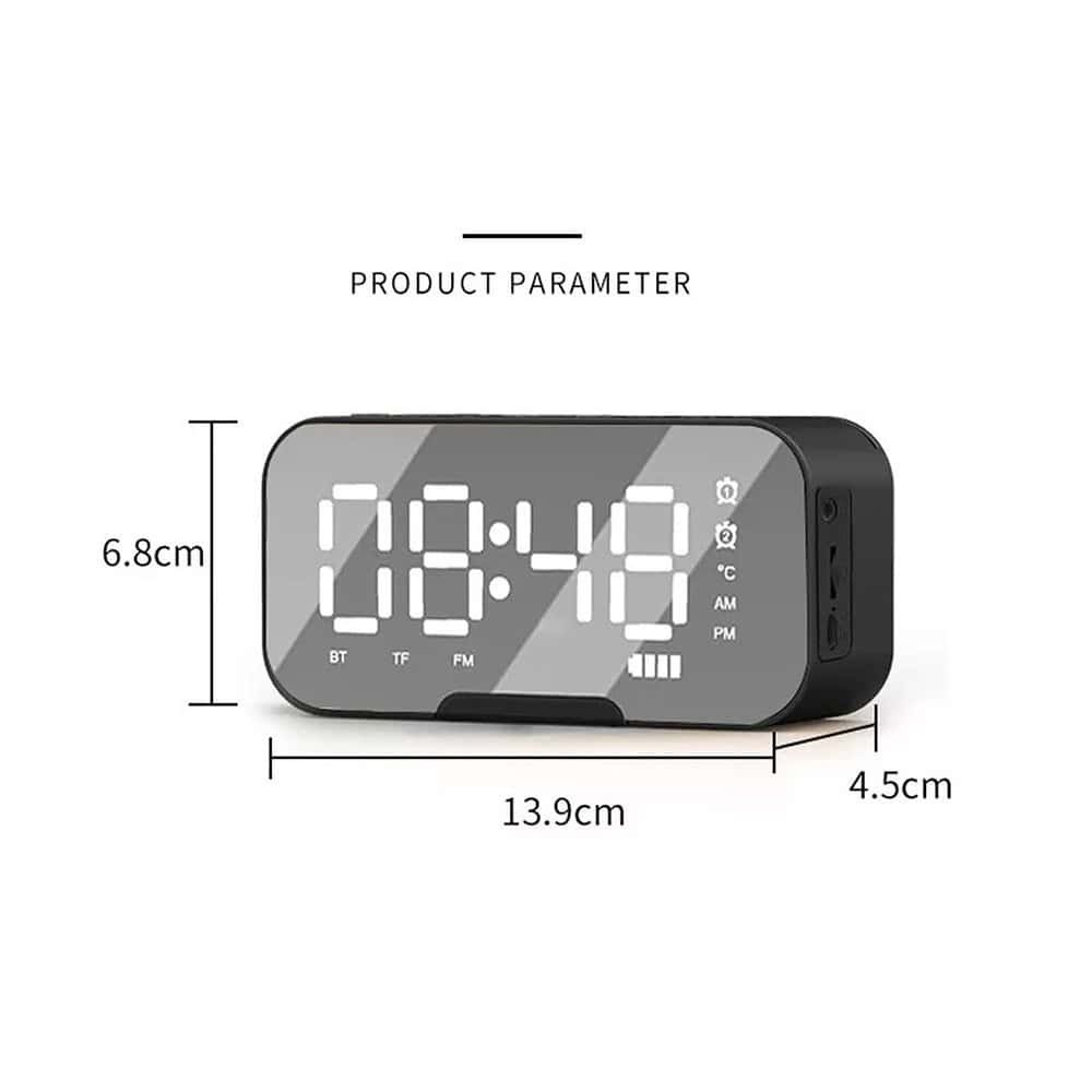 bluetoothspeakerwithalarmclock black dimension 2