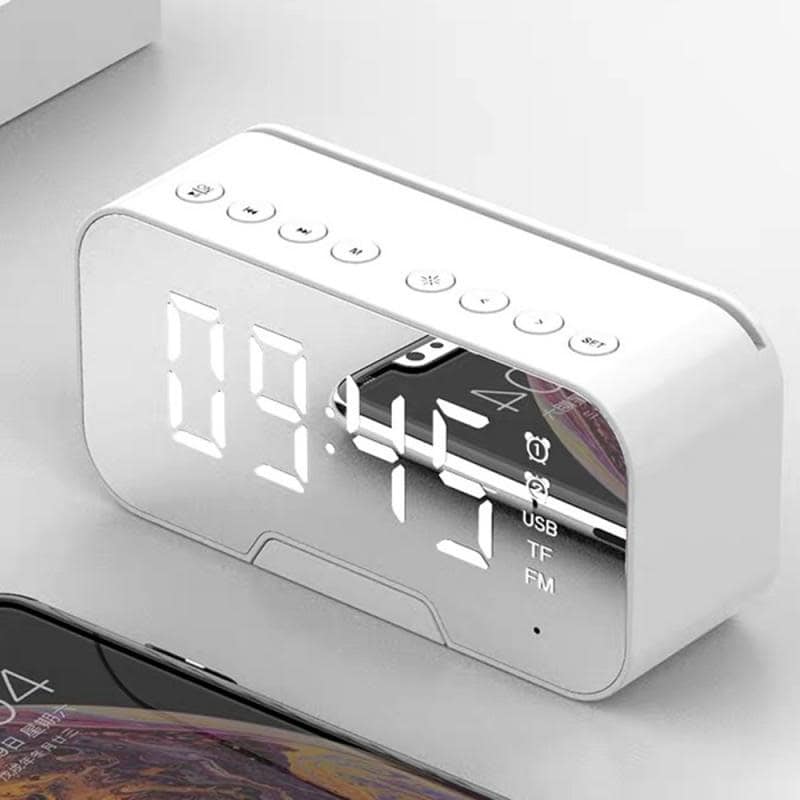 bluetoothspeakerwithalarmclock white side