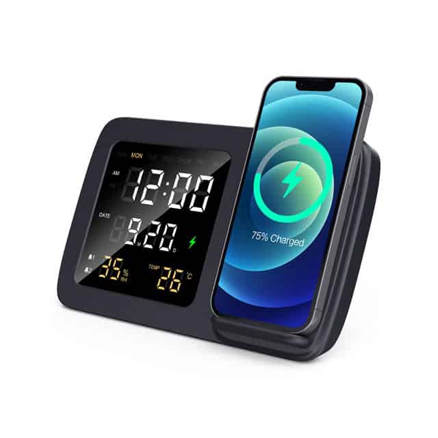 clockandcalendarwirelesschargingstation black front