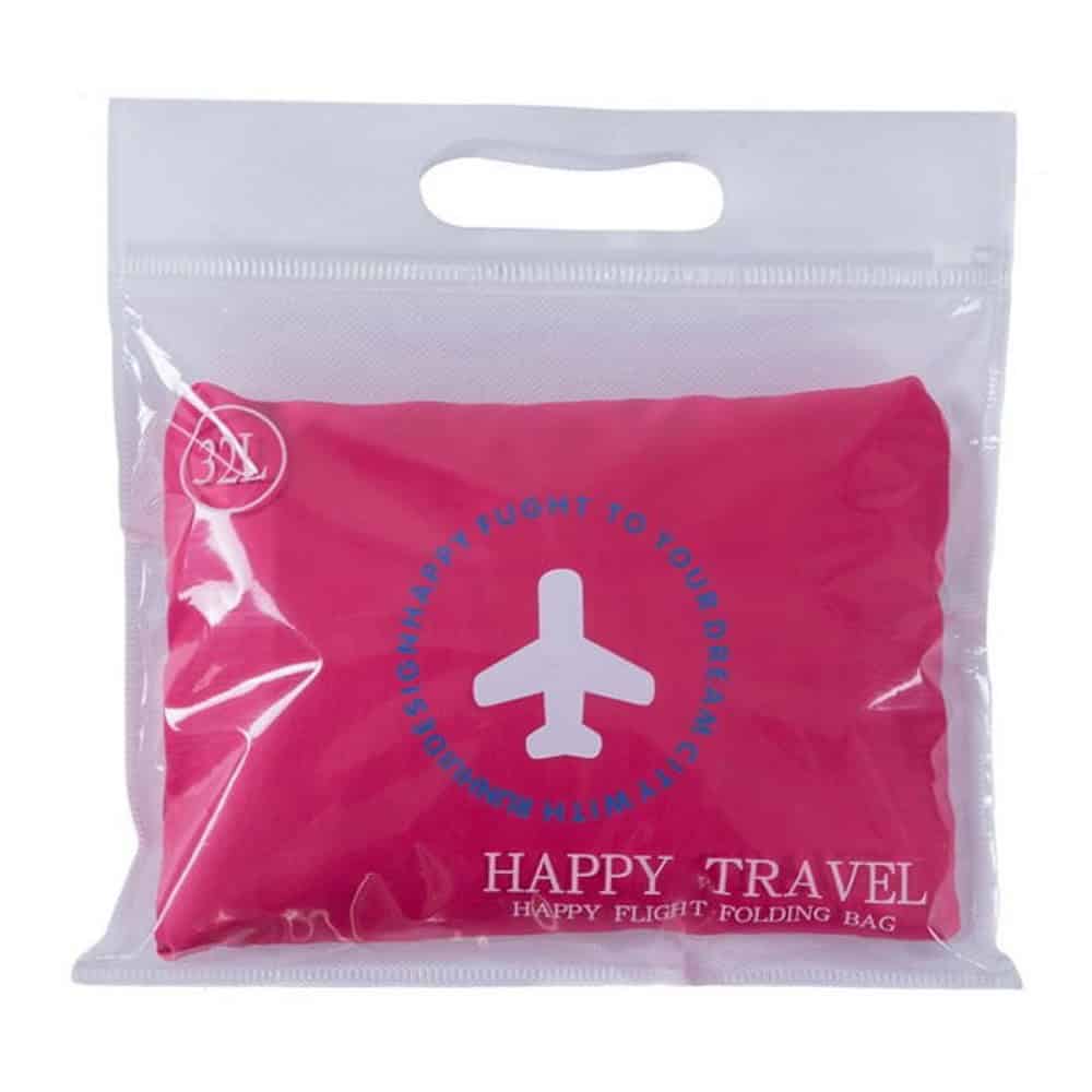 foldabletravelguffelbag pink packing