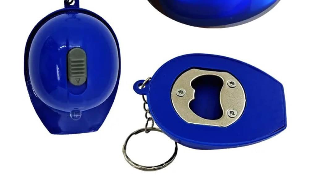 helmetbottleopenerLEDkeychain blue LED 1