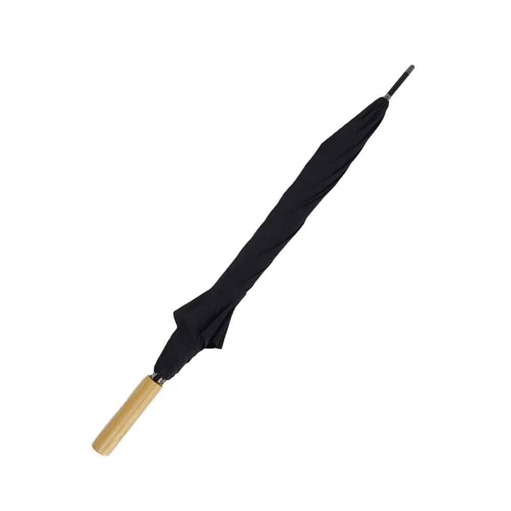 rpetstraightumbrella bamboohandle black close