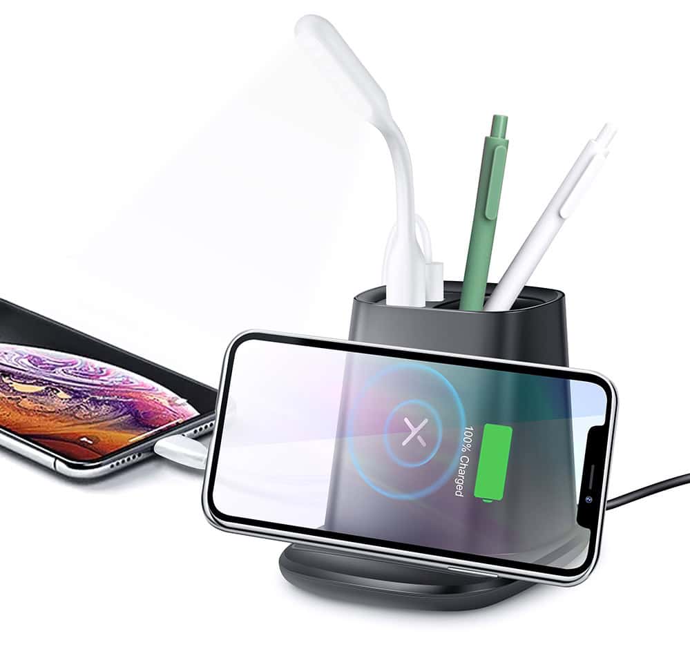 wirelesschargerwithpenholder black front