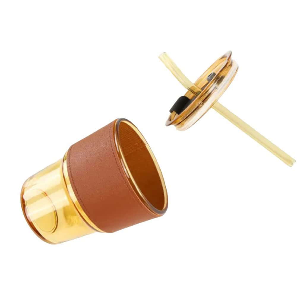coffeeglasscup leathersleeves lid