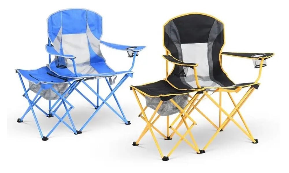 foldablecampingchairwithsidetable blue black 1