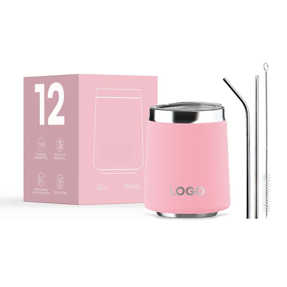 stainlesssteelmug doublewall pink straw